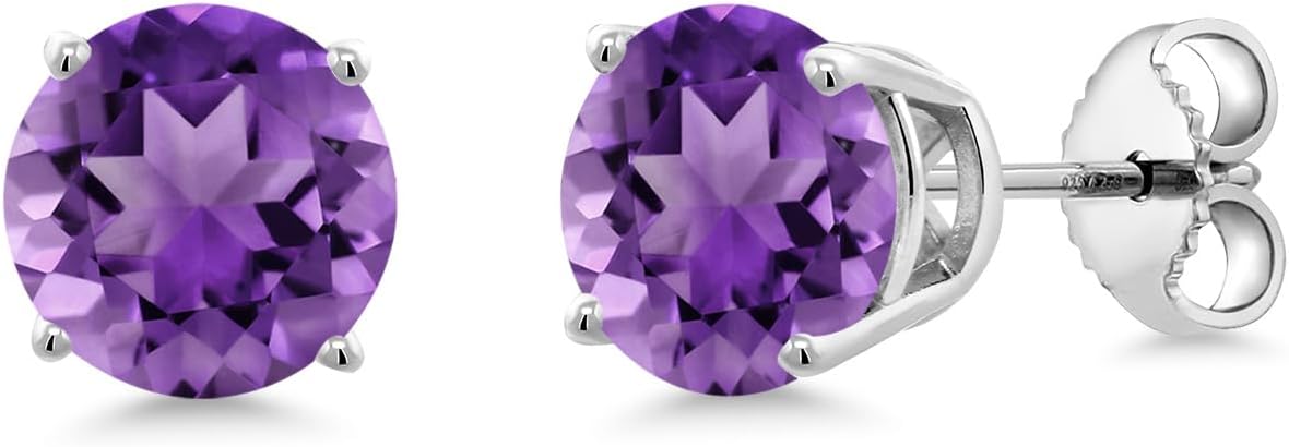 1 Ct Round Gemstone Birthstone Stud Earrings For Women Men | 925 Sterling Silver | Round 6MM | Fine Jewelry Gifts for Her Mom Women Wife Men