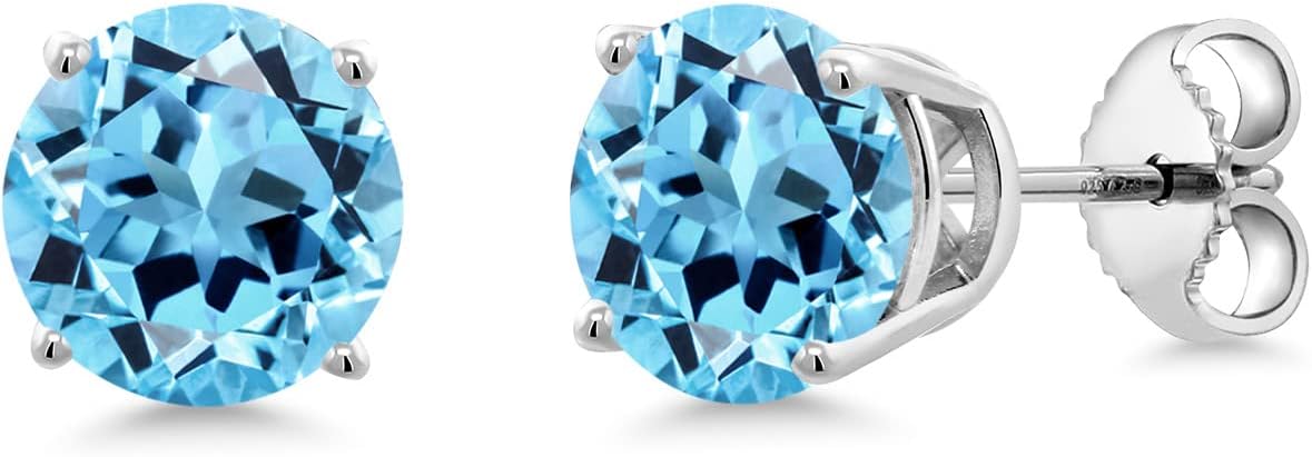1 Ct Round Gemstone Birthstone Stud Earrings For Women Men | 925 Sterling Silver | Round 6MM | Fine Jewelry Gifts for Her Mom Women Wife Men