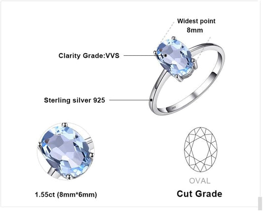 Natural Gemstone Garnet Peridot Amethyst Citrine Blue Topaz Birthstone Solitaire Engagement Rings for Women, 925 Sterling Silver Promise Rings for Her