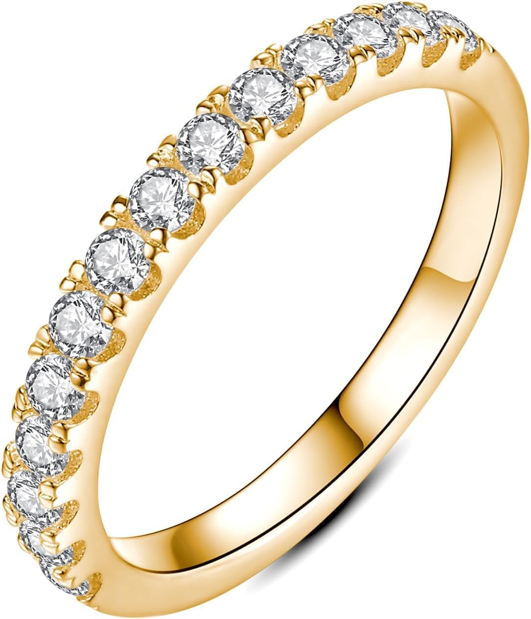 Moissanite Wedding Band Wedding Rings for Women 925 Sterling Silver Rings with 18K White Gold Plated Eternity Stackable Engagement Ring Anniversary Band Size 4-10