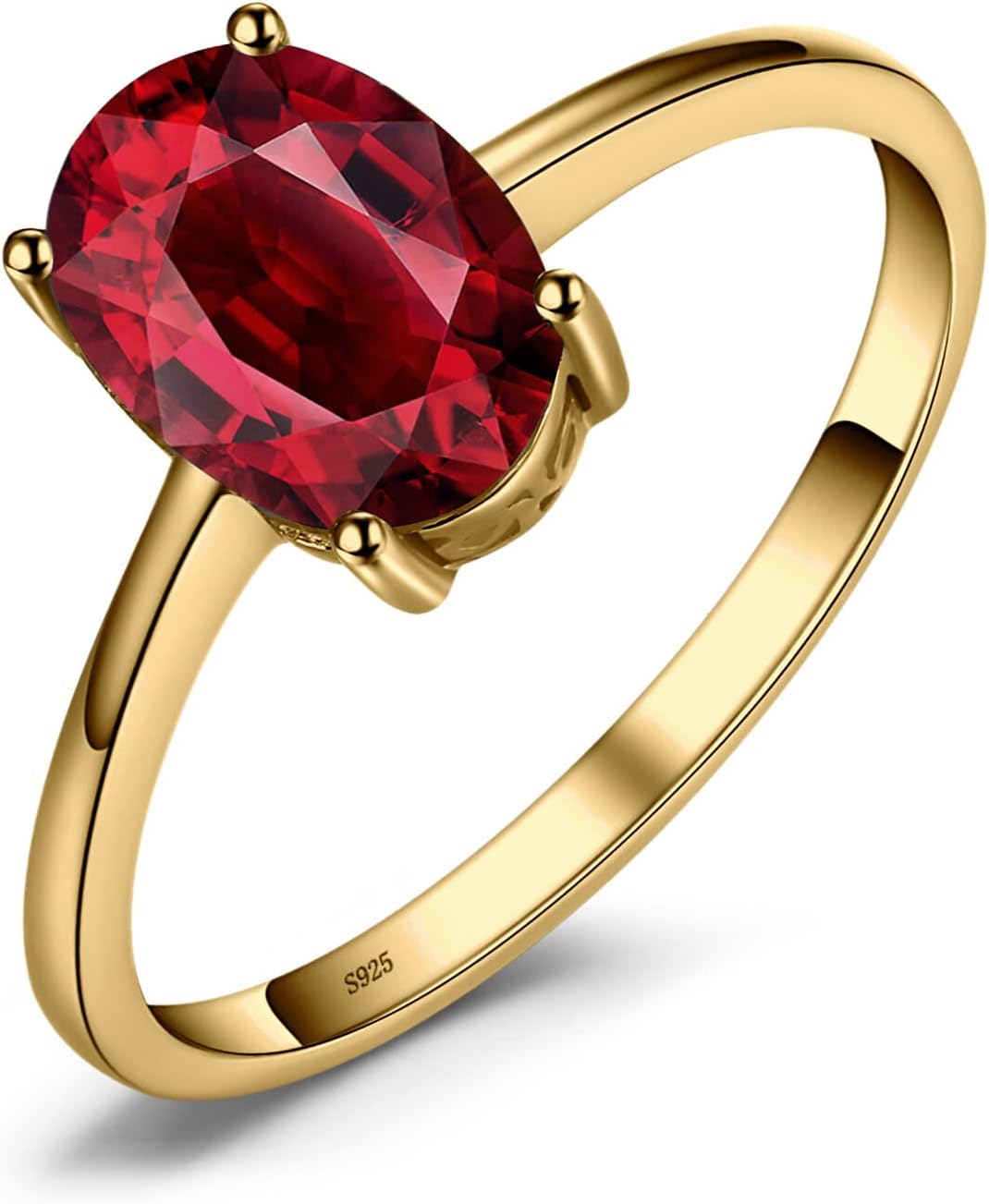 Natural Gemstone Garnet Peridot Amethyst Citrine Blue Topaz Birthstone Solitaire Engagement Rings for Women, 925 Sterling Silver Promise Rings for Her