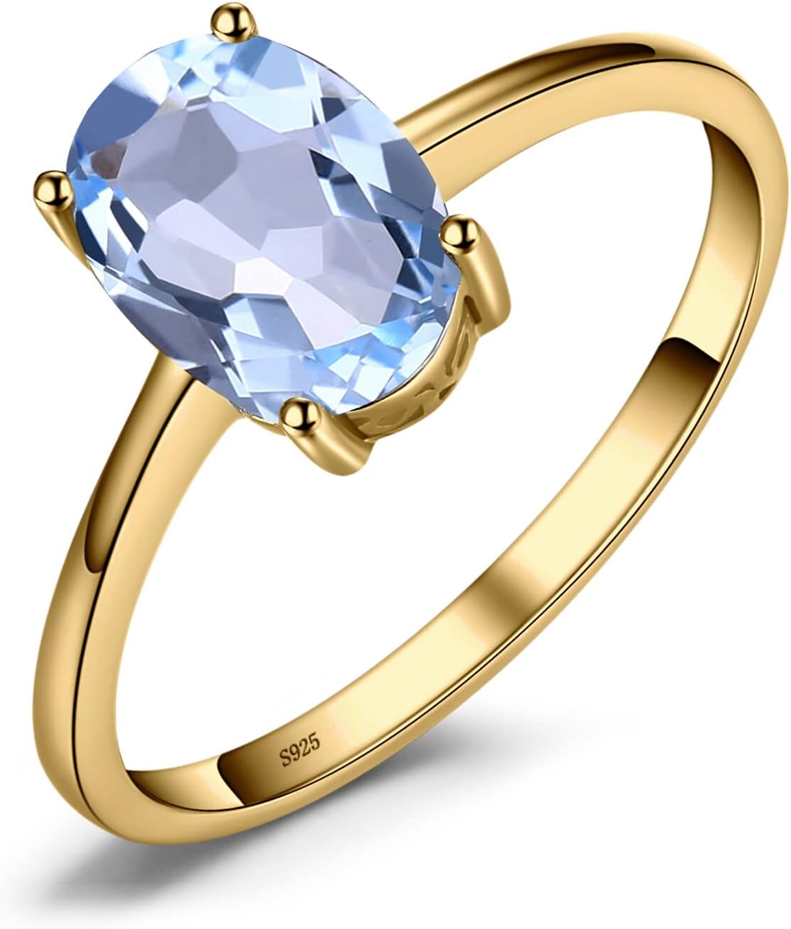 Natural Gemstone Garnet Peridot Amethyst Citrine Blue Topaz Birthstone Solitaire Engagement Rings for Women, 925 Sterling Silver Promise Rings for Her