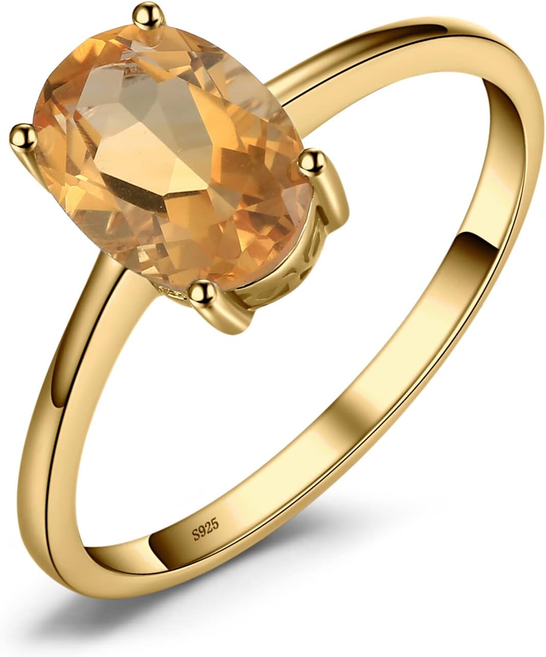 Natural Gemstone Garnet Peridot Amethyst Citrine Blue Topaz Birthstone Solitaire Engagement Rings for Women, 925 Sterling Silver Promise Rings for Her