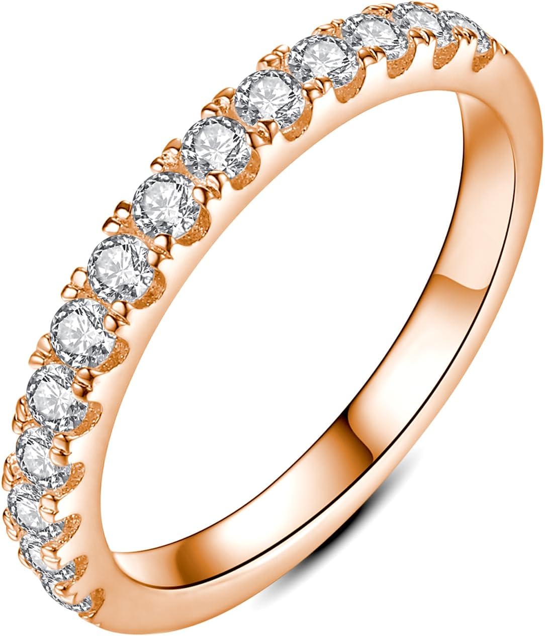 Moissanite Wedding Band Wedding Rings for Women 925 Sterling Silver Rings with 18K White Gold Plated Eternity Stackable Engagement Ring Anniversary Band Size 4-10
