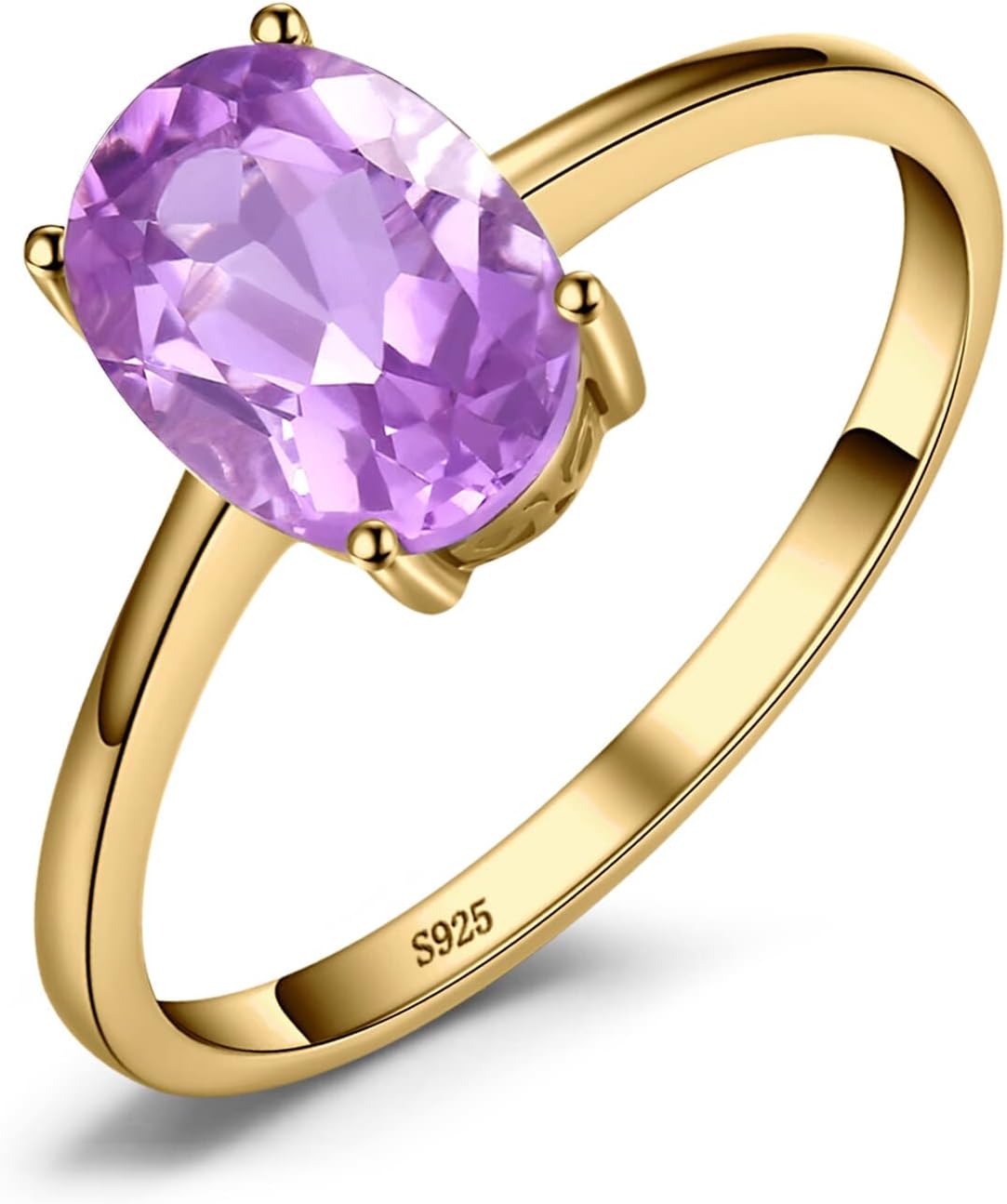 Natural Gemstone Garnet Peridot Amethyst Citrine Blue Topaz Birthstone Solitaire Engagement Rings for Women, 925 Sterling Silver Promise Rings for Her