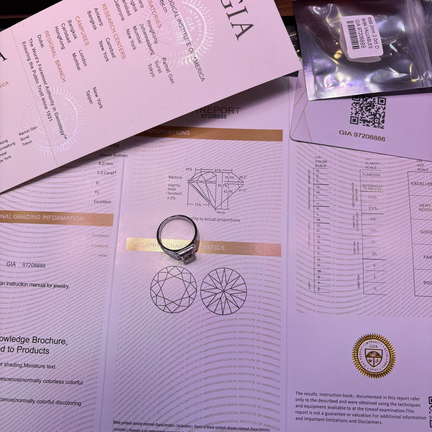 2Ct D-color Round Cut Moissanite Diamond S925 Sterling Silver Classic 18K White Gold Plated Man Ring