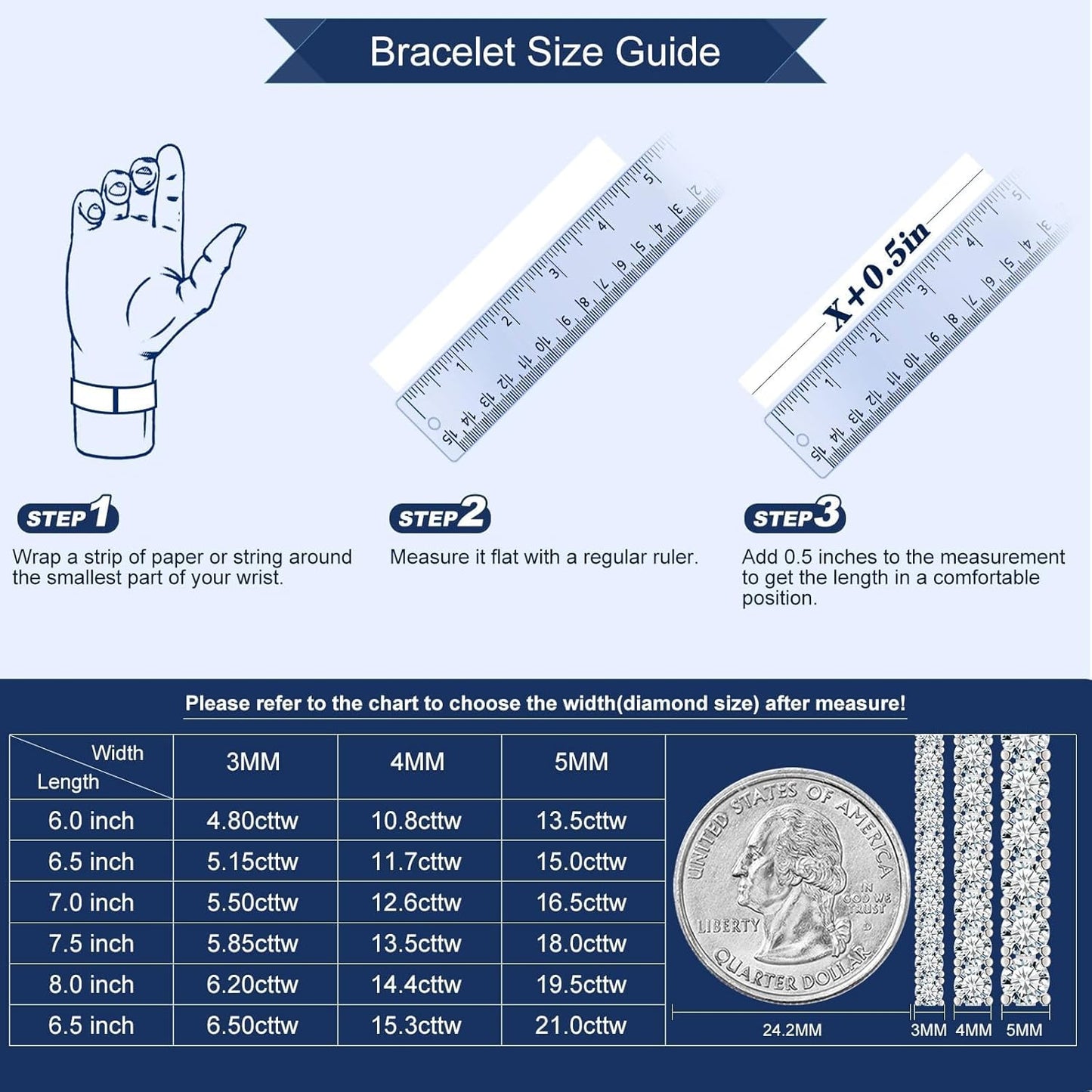 2-6.5mm Moissanite Tennis Bracelet for Women mens Bracelets Gifts Diamond Tennis Bracelet Gifts