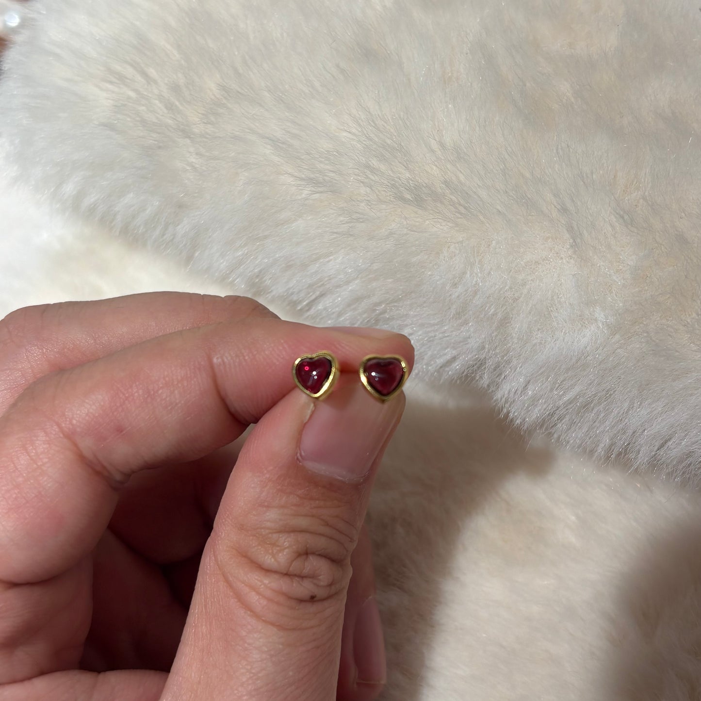 Custom-made Natural Red Garnet Sterling Silver Gold Plated Earrings