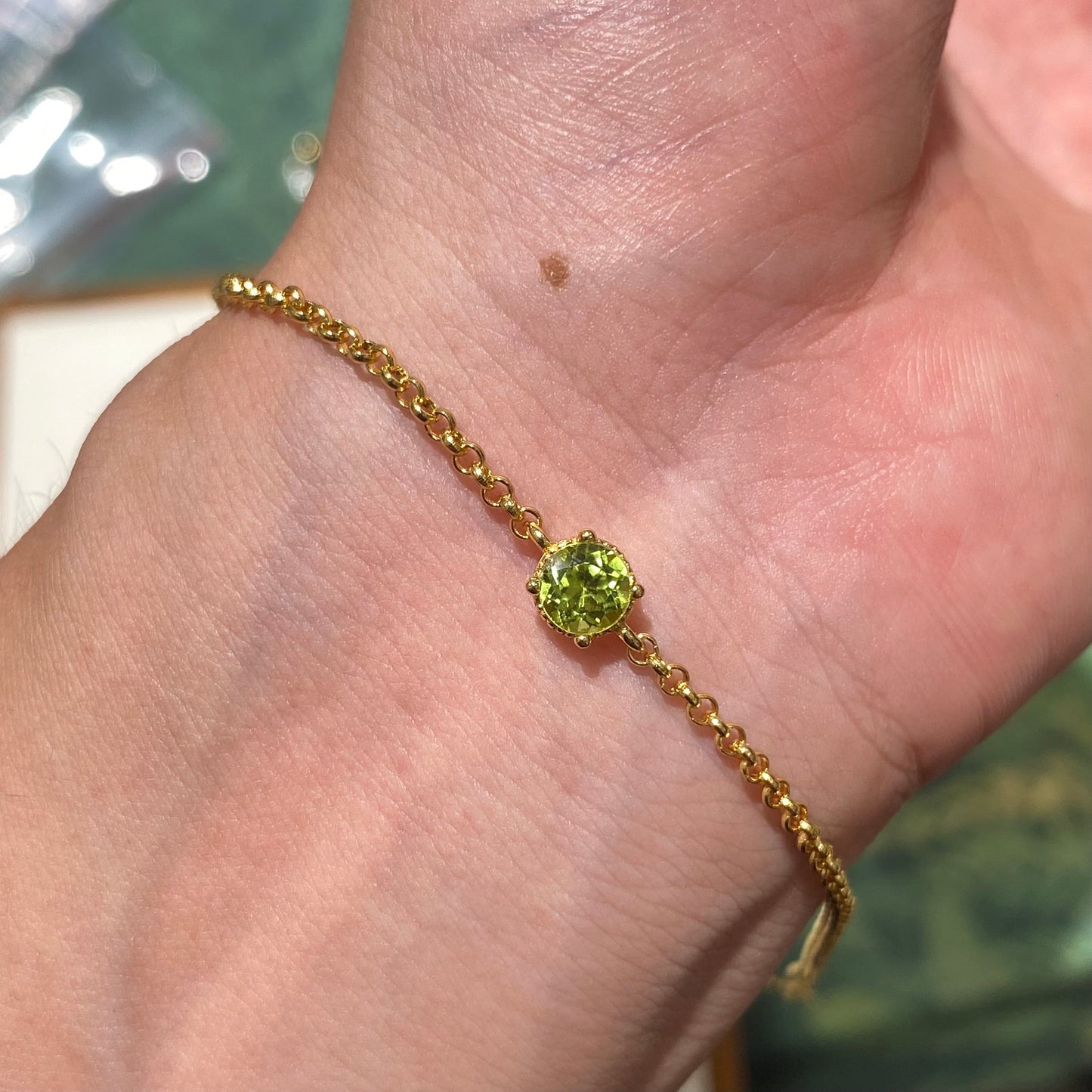 Natural Citrine And Peridot S925 Sterling Silver Classic 18K Gold Plated Bracelet \ Pendant