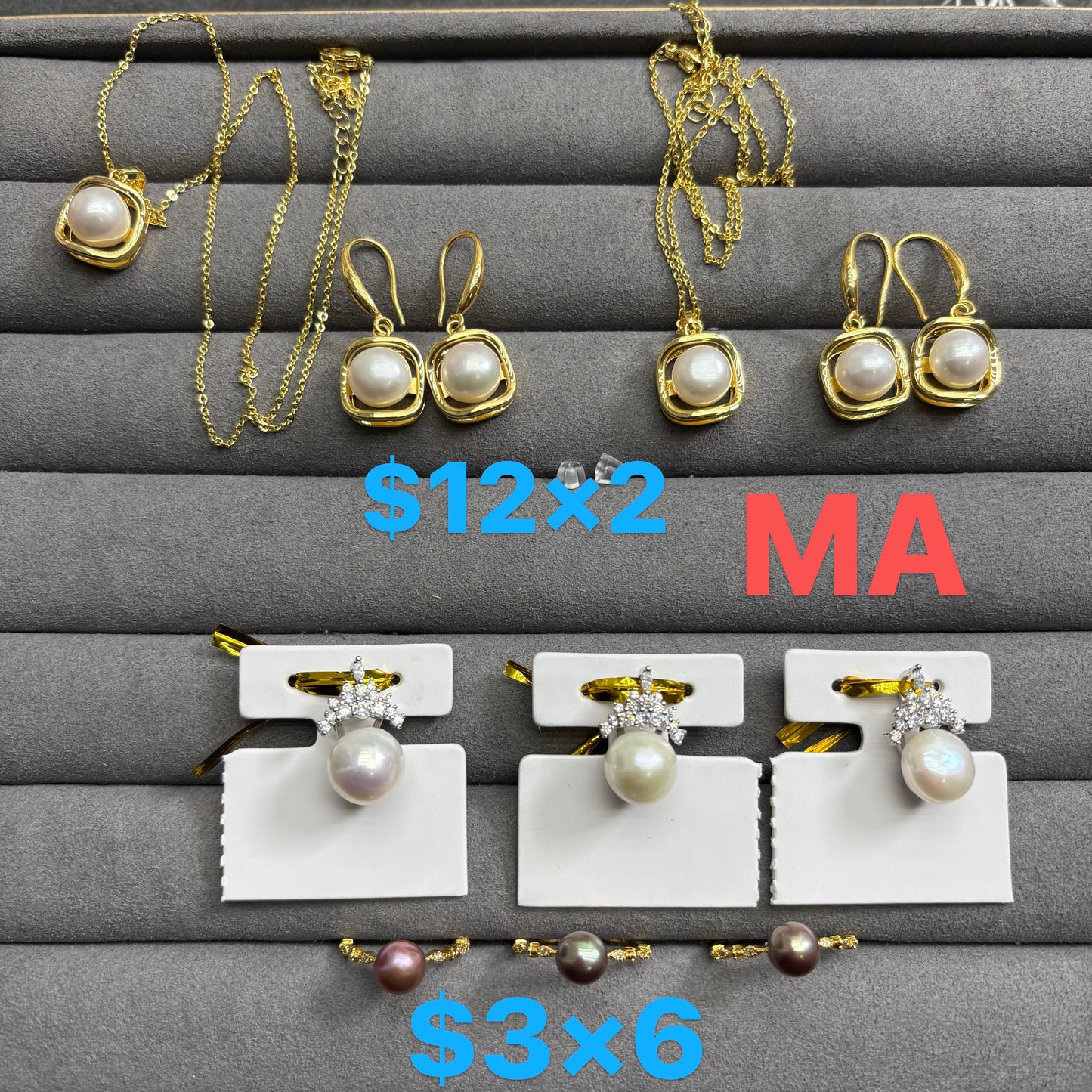 Custom link -Natural pearls /Stainless steel gold plated rings