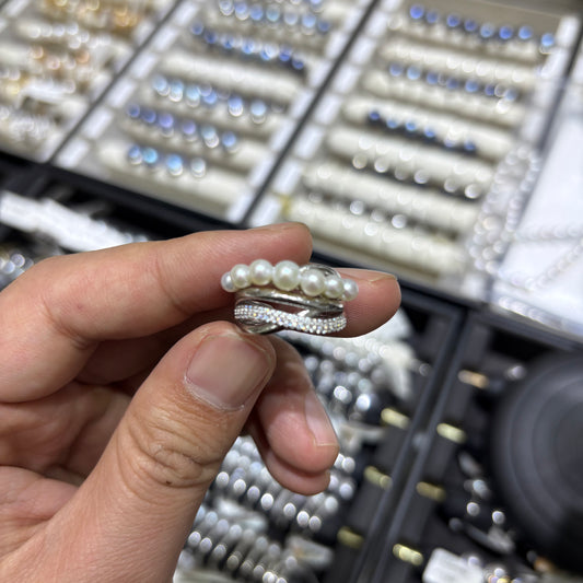 Custom link- Natural Freshwater Pearls S925 Sterling Silver Ring