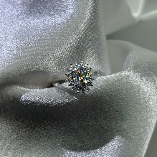 1.5ct Oval Cut Moissanite Diamond S925 Sterling Silver Classic 18K Gold Plated Ring
