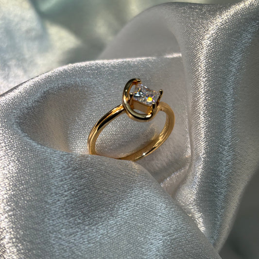 1ct Princess Cut Moissanite Diamond S925 Sterling Silver Classic 18K Gold Plated Ring