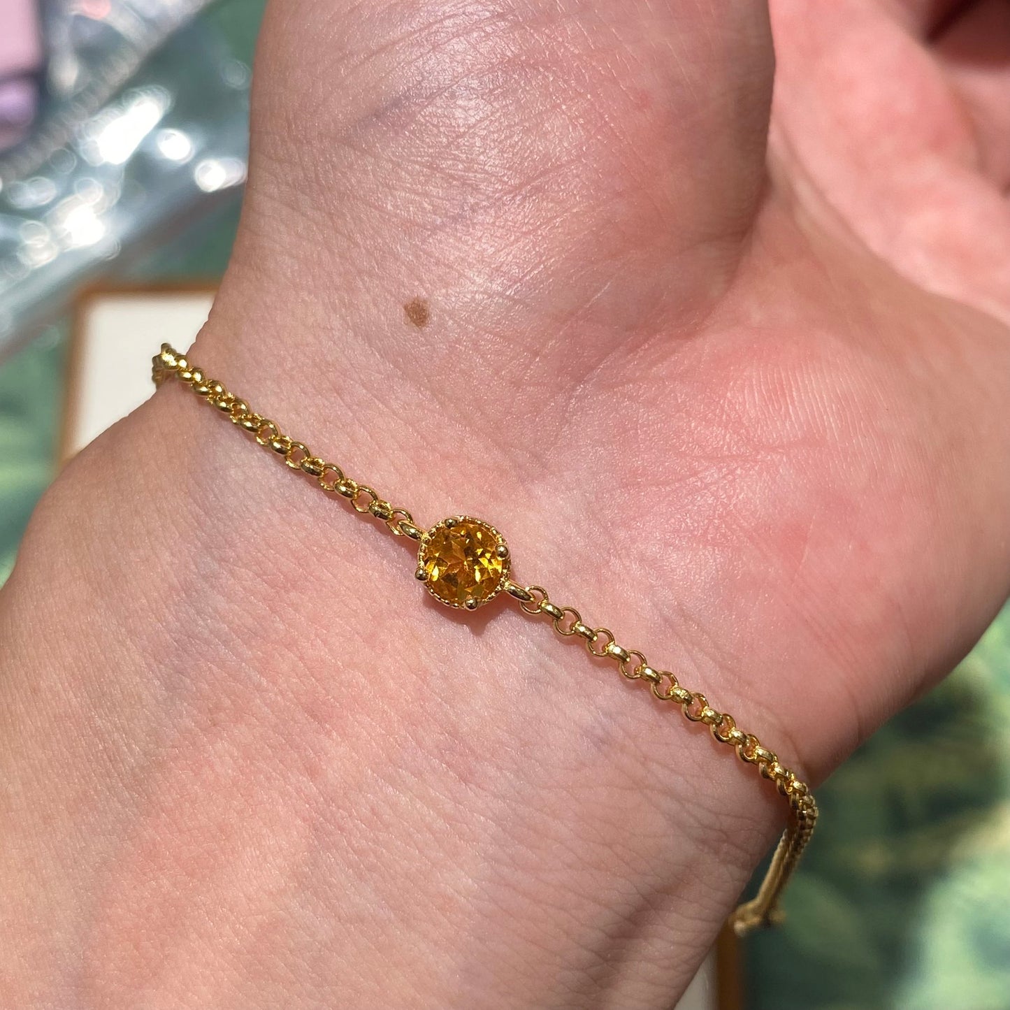 Natural Citrine And Peridot S925 Sterling Silver Classic 18K Gold Plated Bracelet \ Pendant