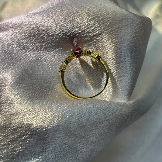 Custom-made Natural Ruby Sterling Silver Gold Plated Ring