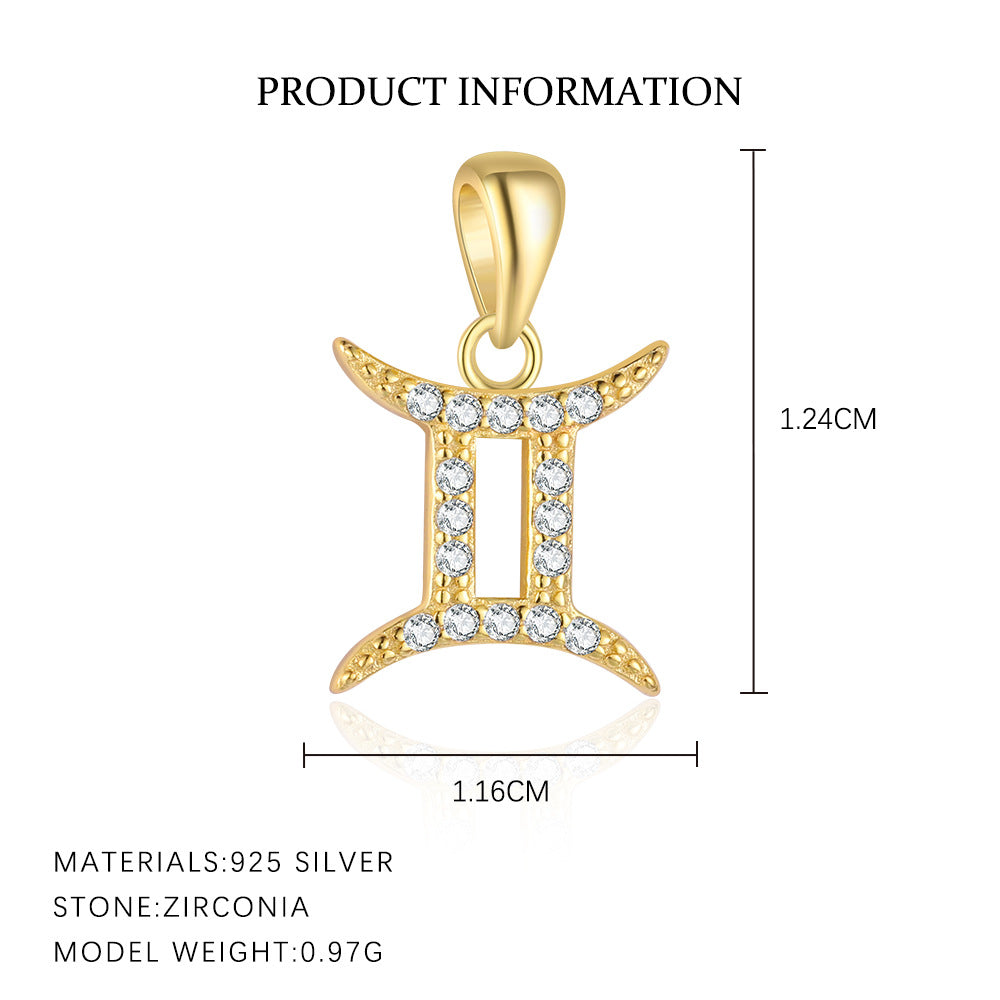 S925 sterling silver twelve constellations exquisite personalized collarbone chain women's light luxury fashion pendant