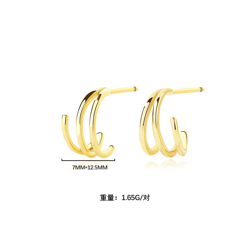 Yuanfan 925 sterling silver cold wind retro stud earrings summer European and American ins circle twist earrings women's high-end ear buckles