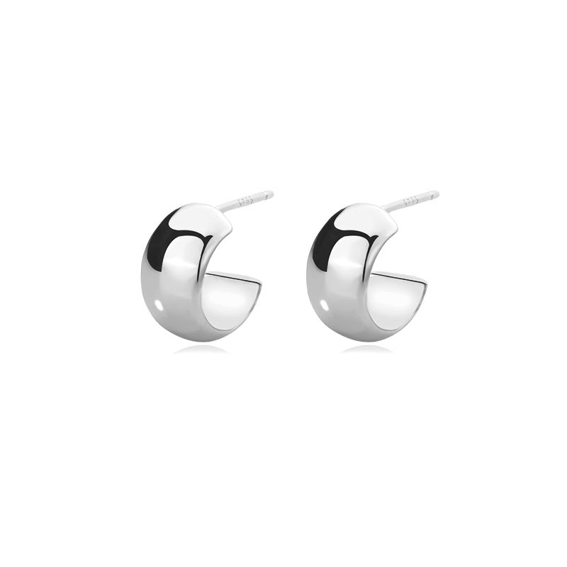 Yuanfan 925 sterling silver cold wind retro stud earrings summer European and American ins circle twist earrings women's high-end ear buckles