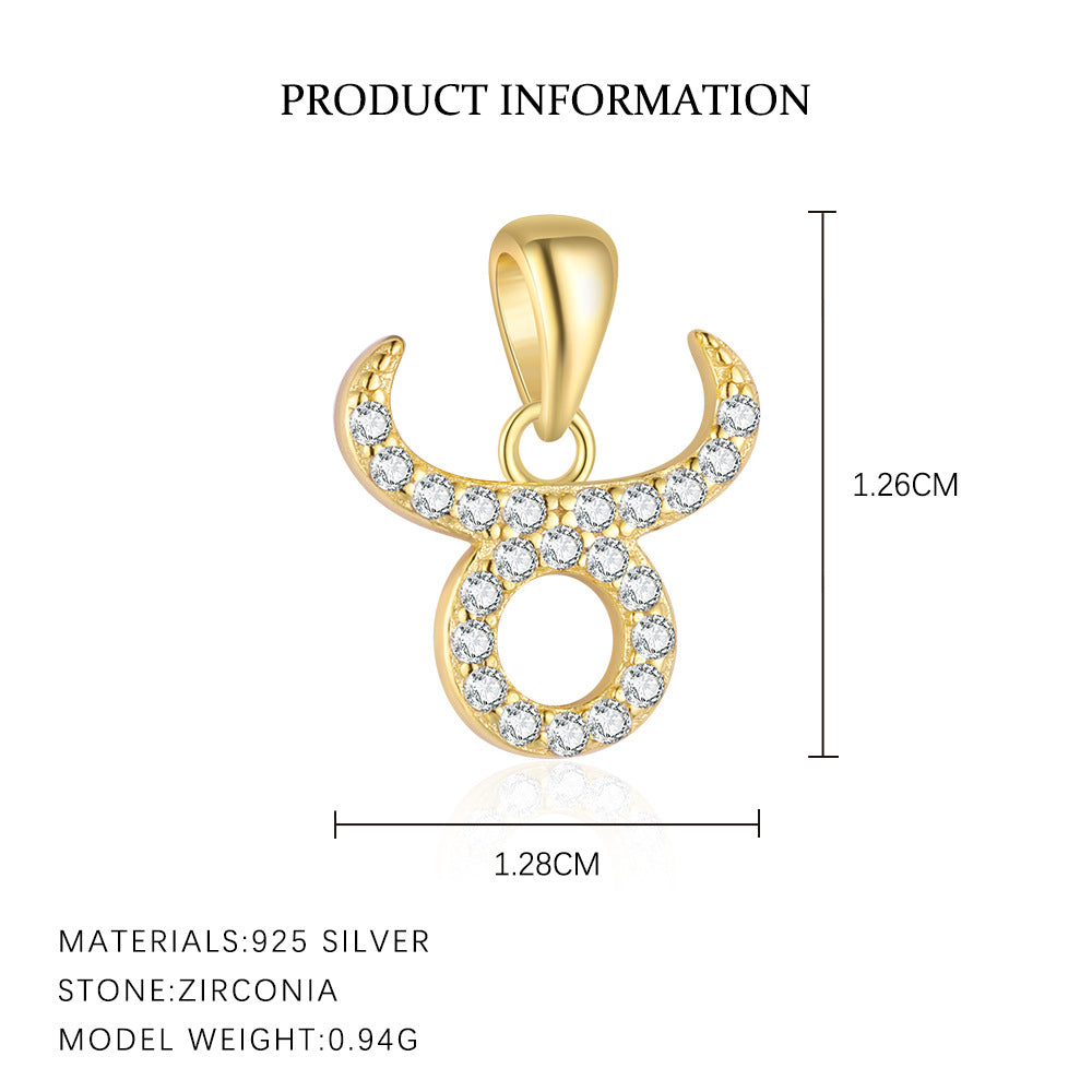 S925 sterling silver twelve constellations exquisite personalized collarbone chain women's light luxury fashion pendant