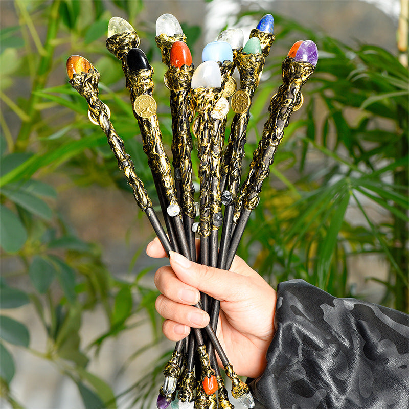Natural Crystal Twelve Constellations Magic Wand Metal Core Wand Personalized Magic Wand Healing