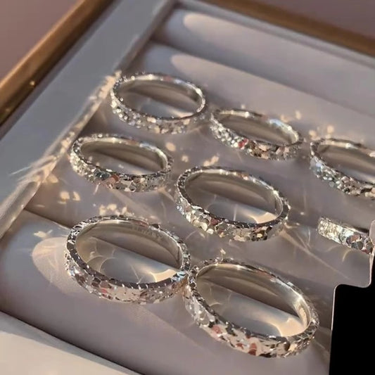 Sterling Silver 999 Fixed Size Ring Light Luxury Premium Sterling Silver Ring