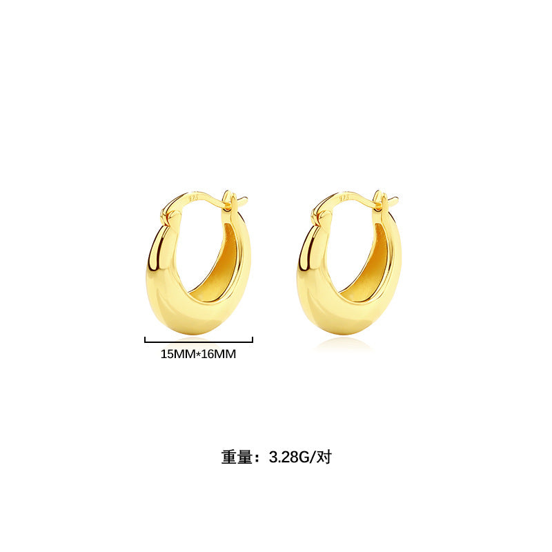 Yuanfan 925 sterling silver cold wind retro stud earrings summer European and American ins circle twist earrings women's high-end ear buckles