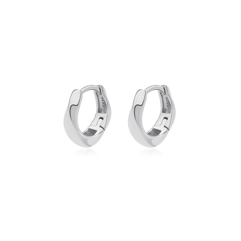 Yuanfan 925 sterling silver cold wind retro stud earrings summer European and American ins circle twist earrings women's high-end ear buckles