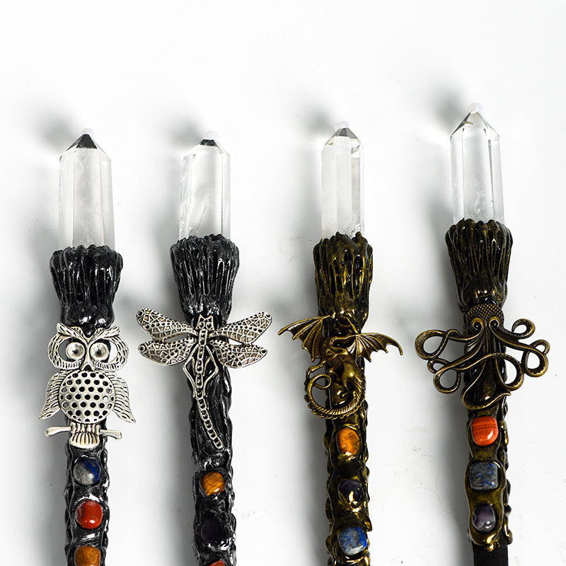 Natural White Crystal Harry Potter Wand Metal Magic Wand Universal Personalized Wand Healing