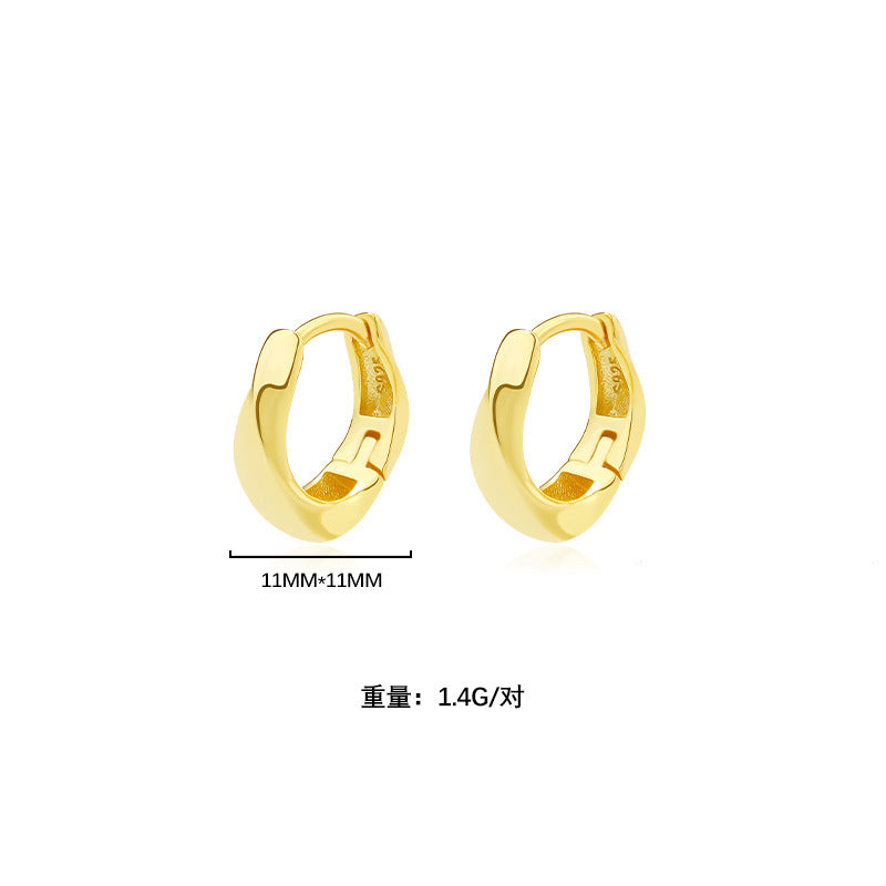 Yuanfan 925 sterling silver cold wind retro stud earrings summer European and American ins circle twist earrings women's high-end ear buckles