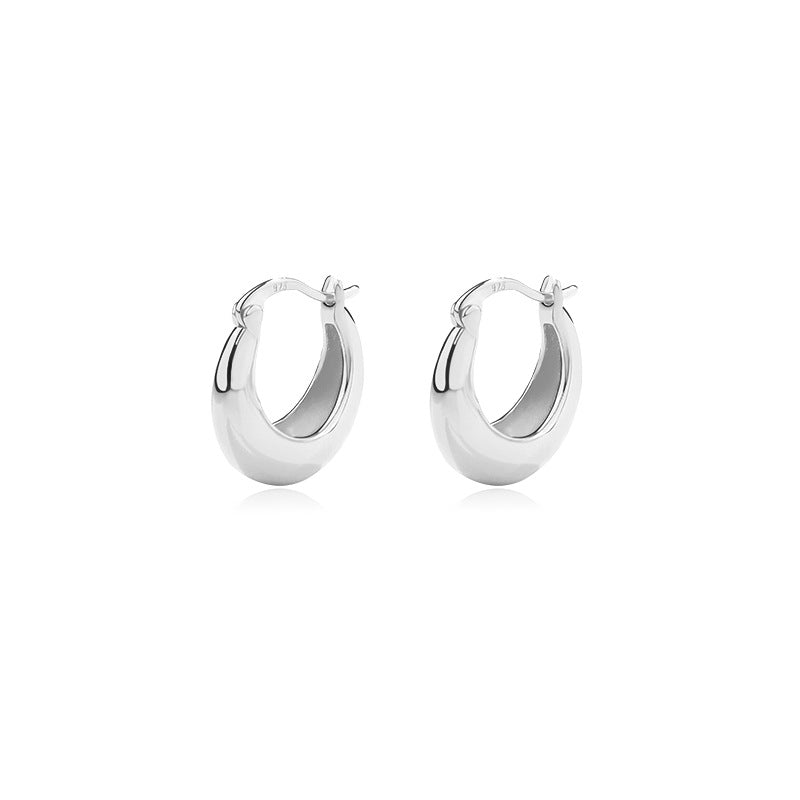 Yuanfan 925 sterling silver cold wind retro stud earrings summer European and American ins circle twist earrings women's high-end ear buckles