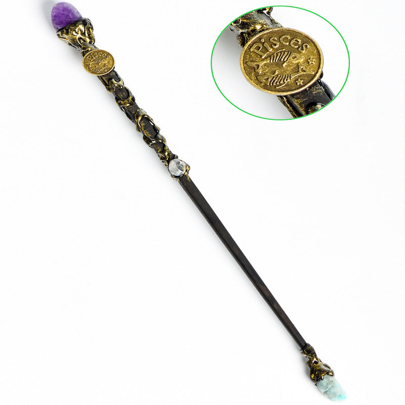 Natural Crystal Twelve Constellations Magic Wand Metal Core Wand Personalized Magic Wand Healing