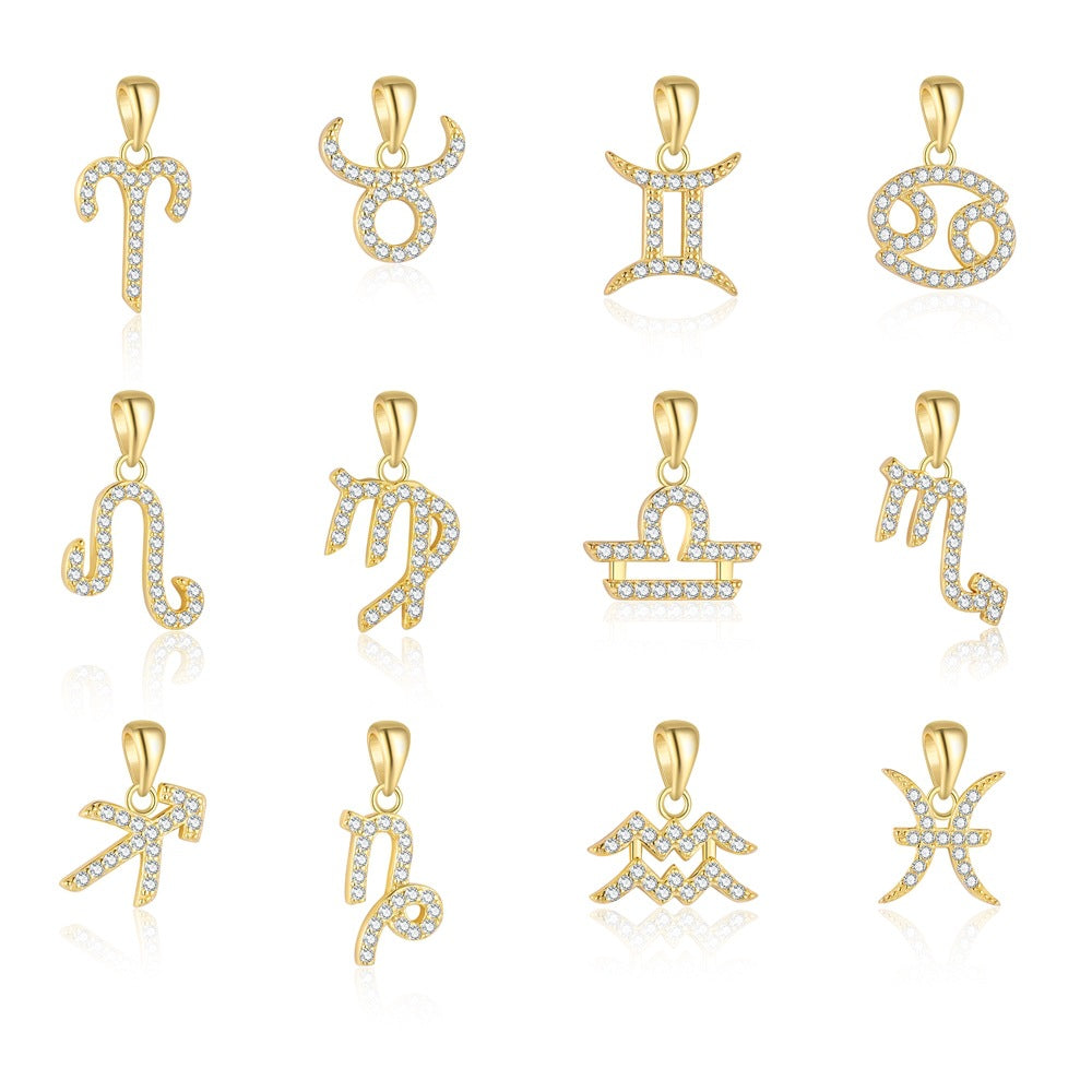 S925 sterling silver twelve constellations exquisite personalized collarbone chain women's light luxury fashion pendant