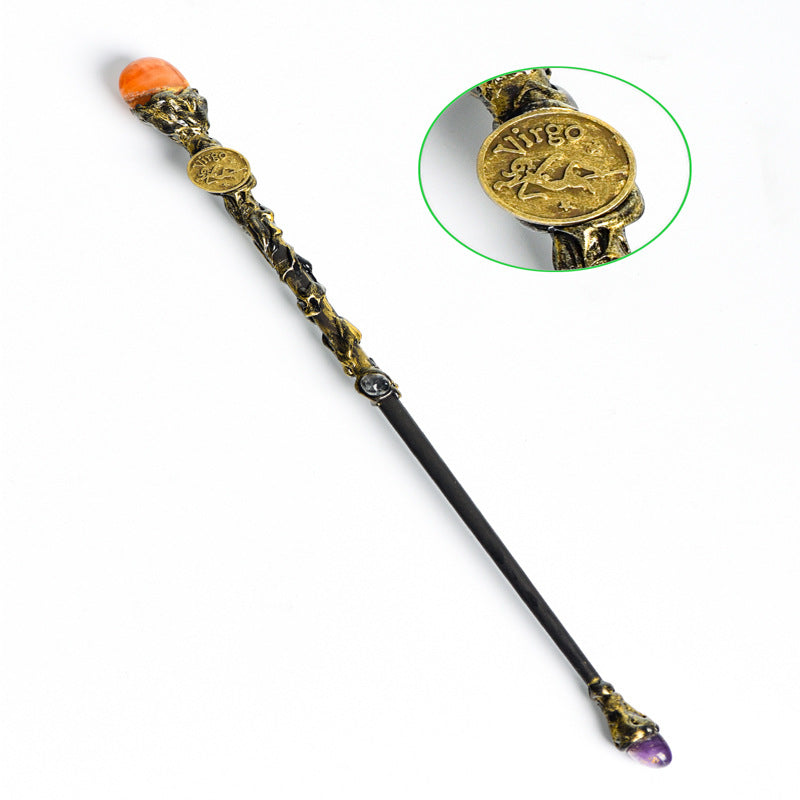 Natural Crystal Twelve Constellations Magic Wand Metal Core Wand Personalized Magic Wand Healing