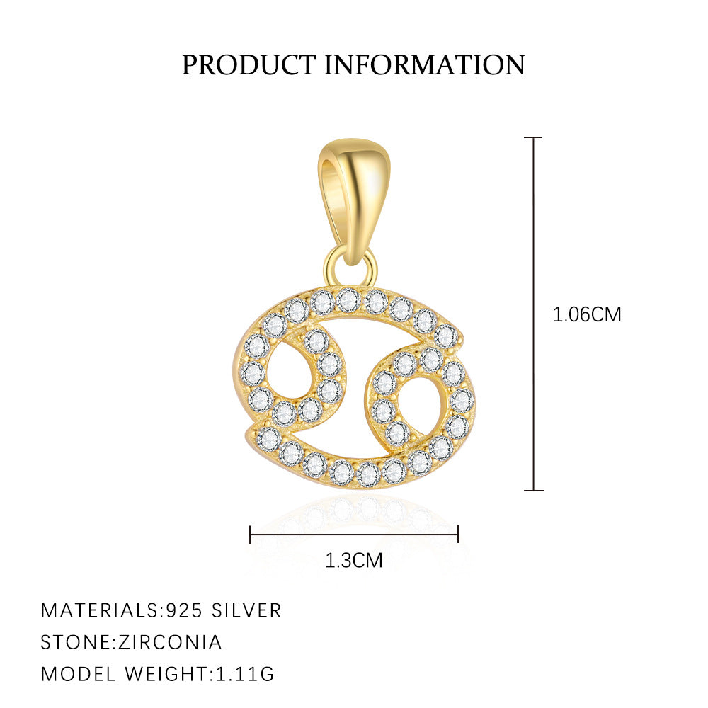 S925 sterling silver twelve constellations exquisite personalized collarbone chain women's light luxury fashion pendant