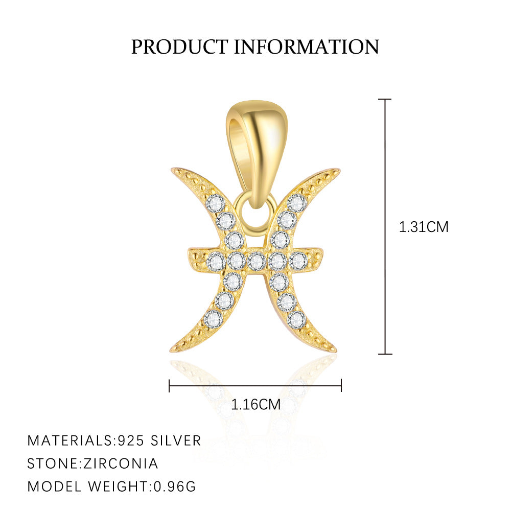 S925 sterling silver twelve constellations exquisite personalized collarbone chain women's light luxury fashion pendant