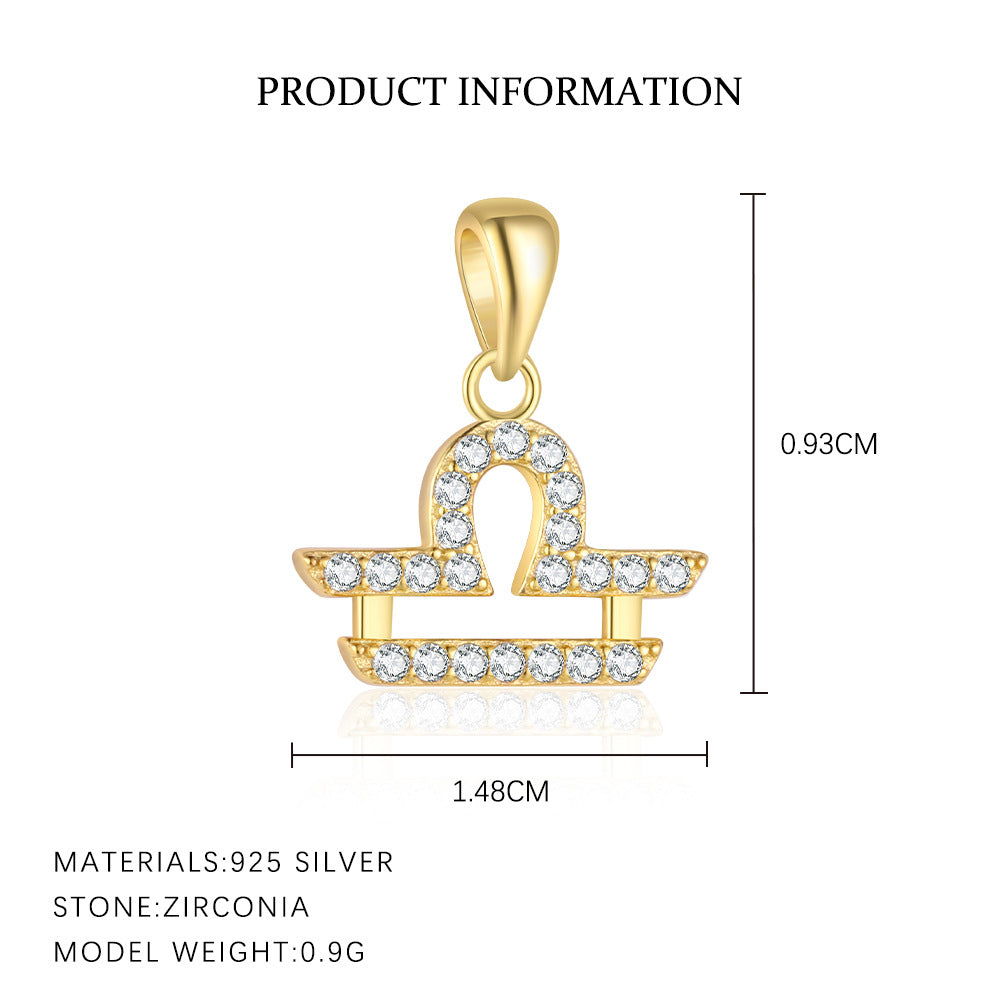 S925 sterling silver twelve constellations exquisite personalized collarbone chain women's light luxury fashion pendant