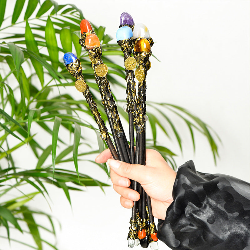 Natural Crystal Twelve Constellations Magic Wand Metal Core Wand Personalized Magic Wand Healing
