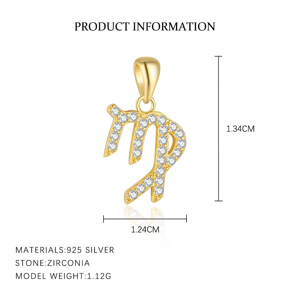 S925 sterling silver twelve constellations exquisite personalized collarbone chain women's light luxury fashion pendant