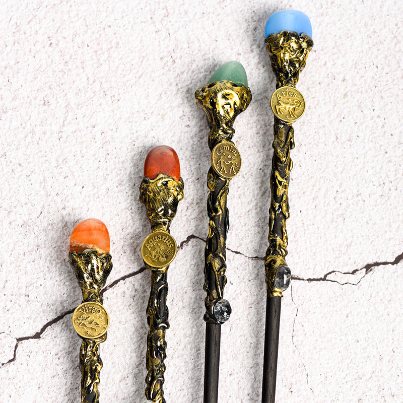 Natural Crystal Twelve Constellations Magic Wand Metal Core Wand Personalized Magic Wand Healing
