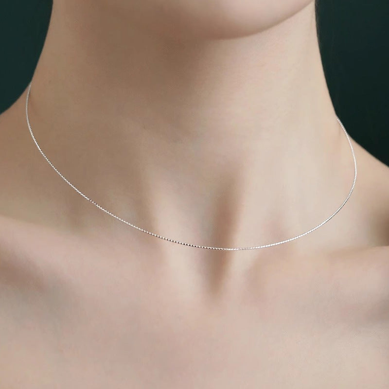 S925 sterling silver DIY universal beaded collar, needle piercing beaded chain