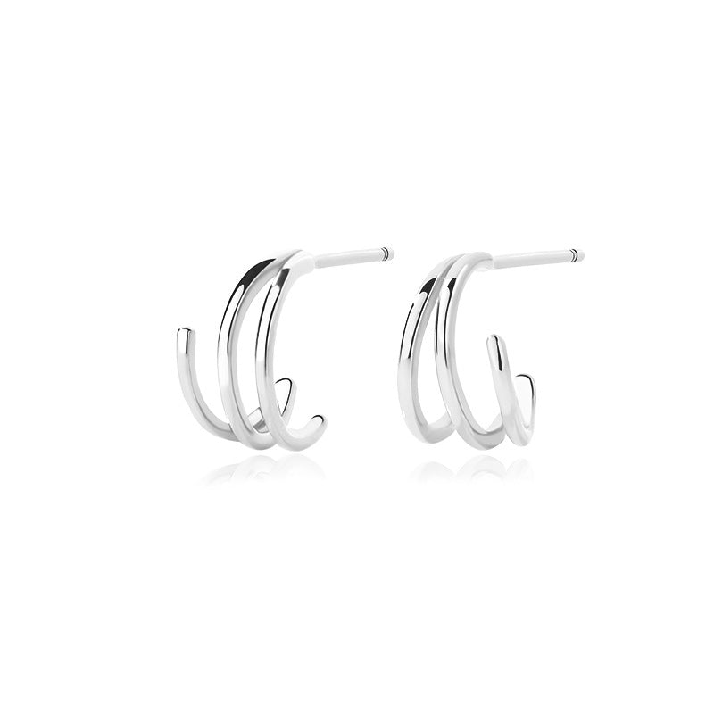 Yuanfan 925 sterling silver cold wind retro stud earrings summer European and American ins circle twist earrings women's high-end ear buckles