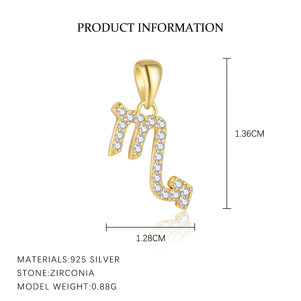 S925 sterling silver twelve constellations exquisite personalized collarbone chain women's light luxury fashion pendant