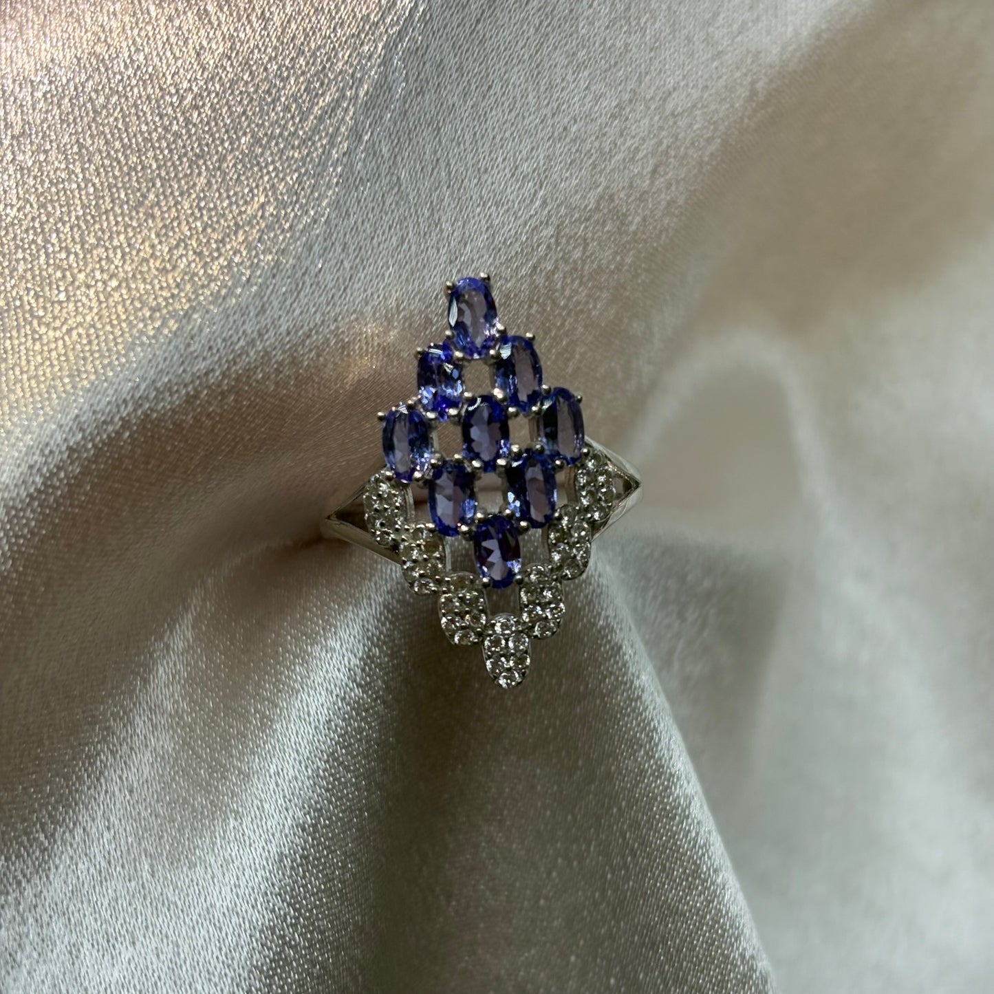 S925 Sterling Silver Natural Tanzanite Ring