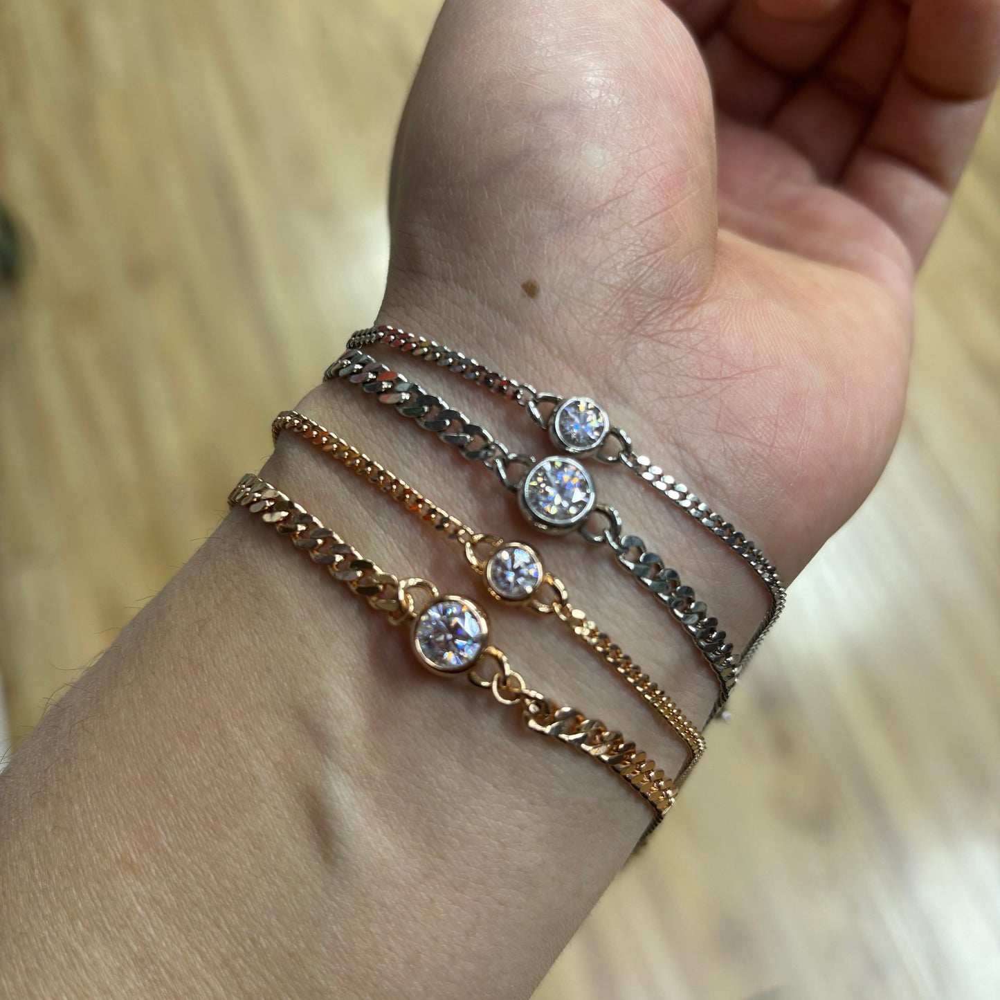 0.5~1Ct Round Cut Moissanite Diamond S925 Sterling Silver Classic 18K Gold Plated Bracelet