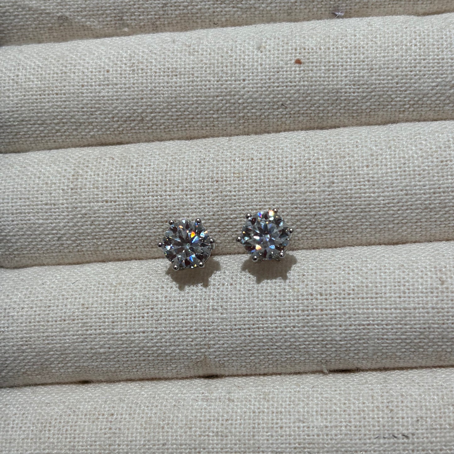 Custom-made Natural Moissanite Diamond Sterling Silver Gold Plated Earrings