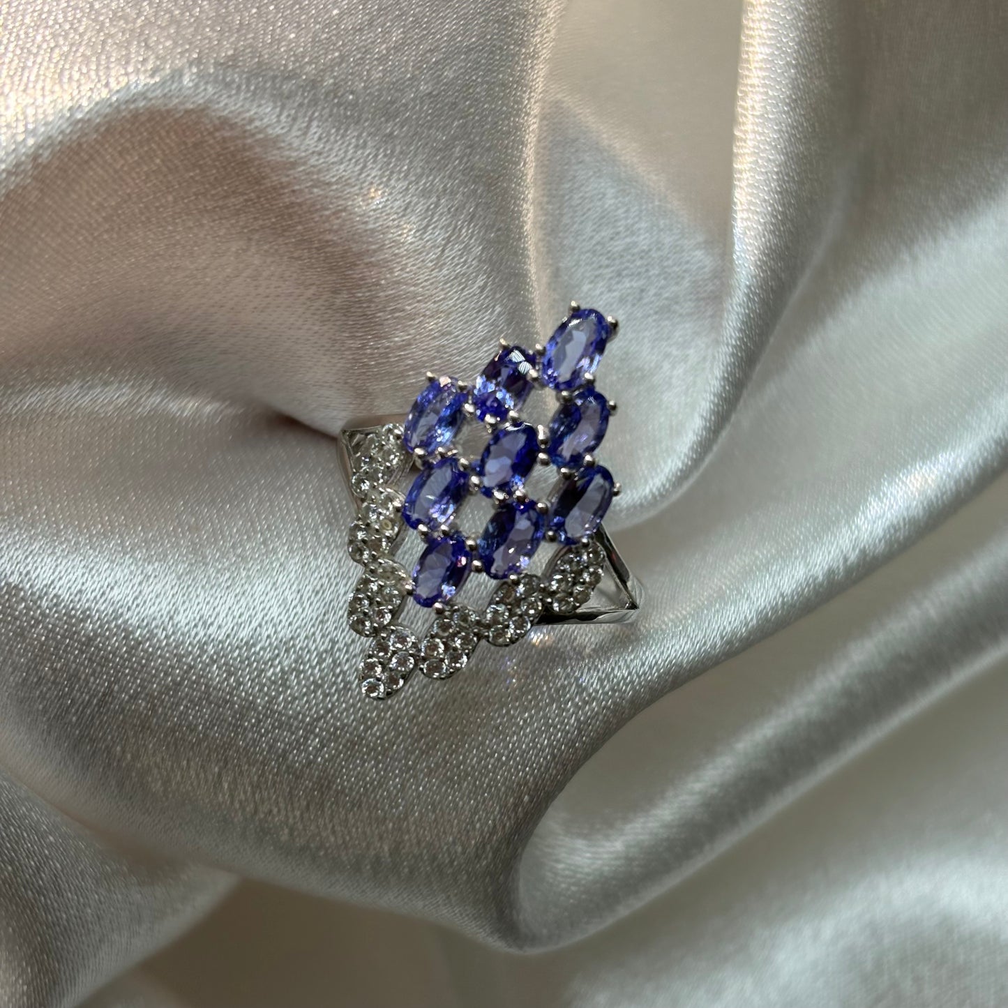 S925 Sterling Silver Natural Tanzanite Ring