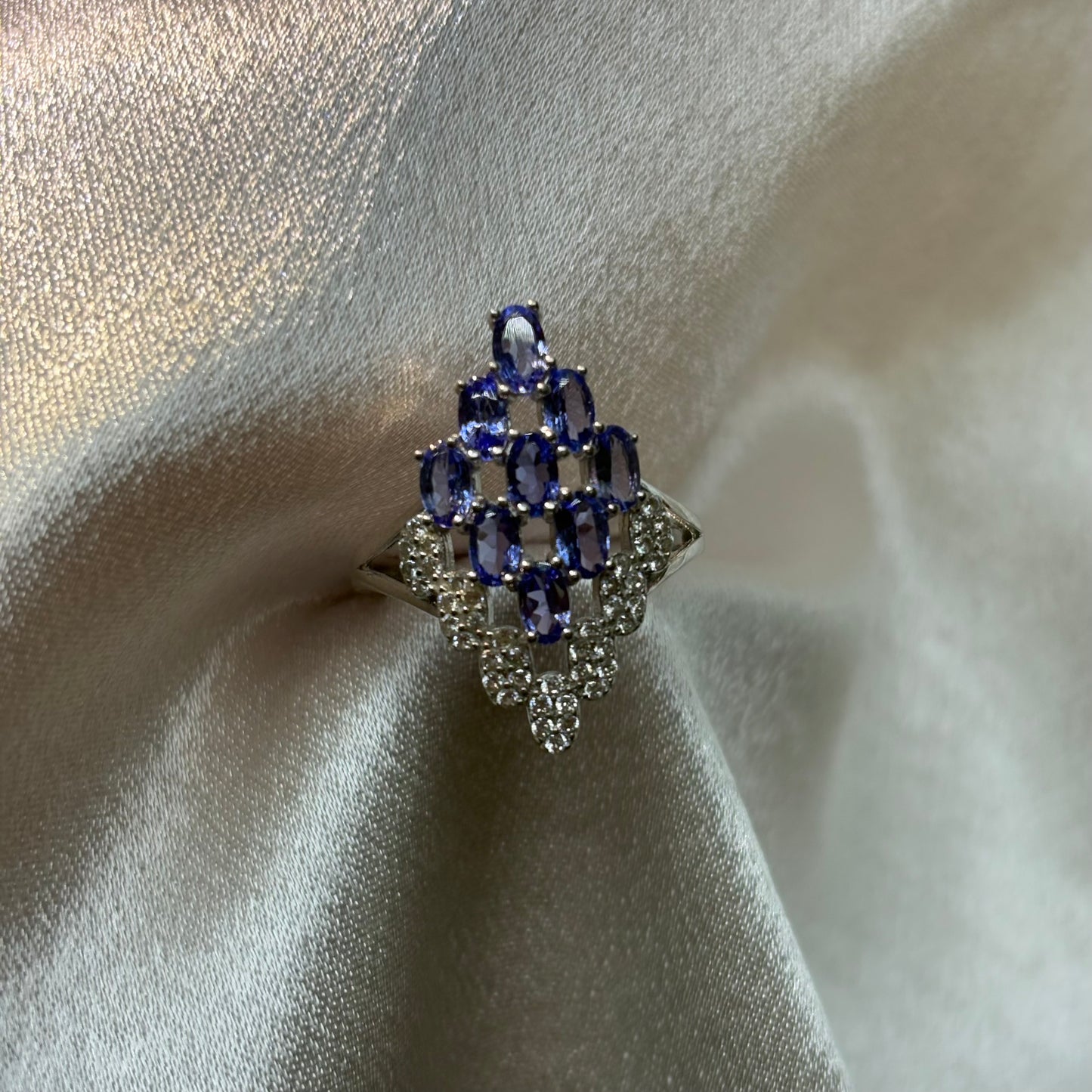 S925 Sterling Silver Natural Tanzanite Ring