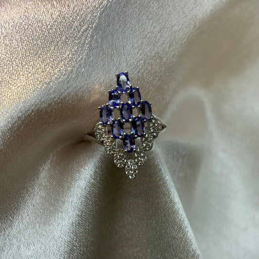 S925 Sterling Silver Natural Tanzanite Ring