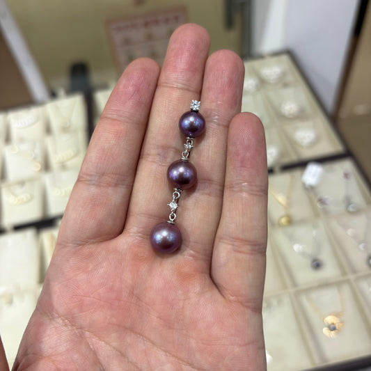 Custom Link - Natural Freshwater Edison Purple Pearls S925 Sterling Silver Pendant