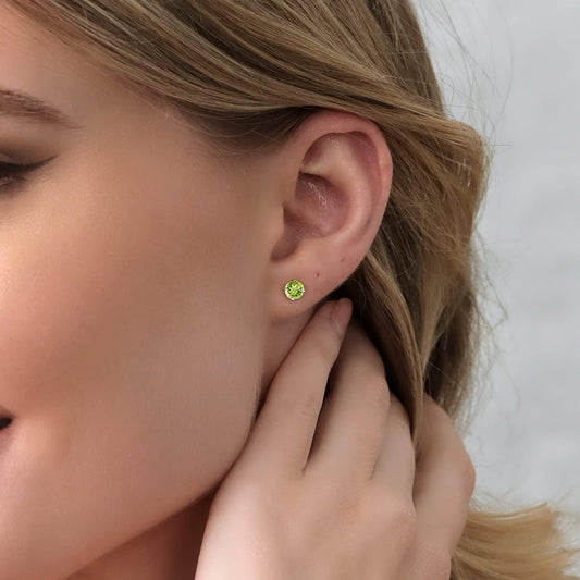 1 Ct Round Gemstone Birthstone Stud Earrings For Women Men | 925 Sterling Silver | Round 6MM | Fine Jewelry Gifts for Her Mom Women Wife Men